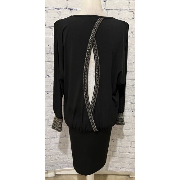 VS Moda International Women's Black beaded open back & arm stretch dress Medium - Picture 8 of 12